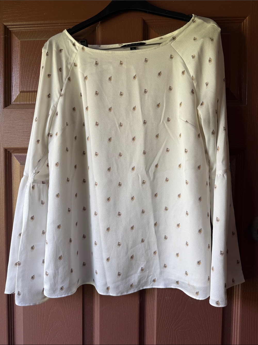 Banana Republic Cream Blouse with Subtle Brown Motifs Size S
